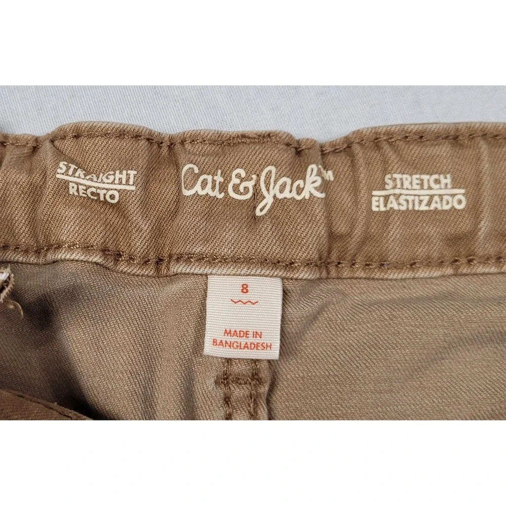 Cat & Jack Boys Beige Wild Cat Graphic Long Sleeve T-Shirt & Brown Jeans Sz M 8